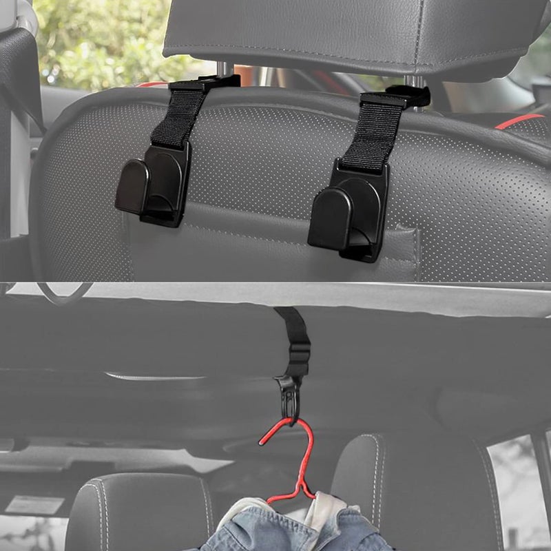 YOCTM 4-Pack Roll Bar Coat Hanger Clothes Hook & Seat Headrest Hook Hanger Storage for Jeep Wrangler JL JT TJ JK JLU Sports Sahara Freedom Rubicon X & Unlimited 2007-2023 - Image 1